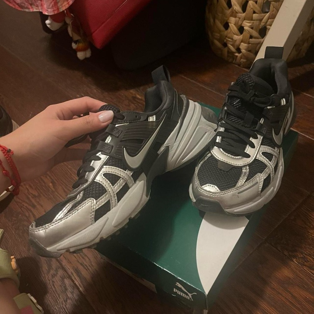 Nike V2K Run Black and Silver Sneakers